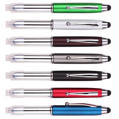 Cheap 3 in 1 pen with stylus light promotional light up pen