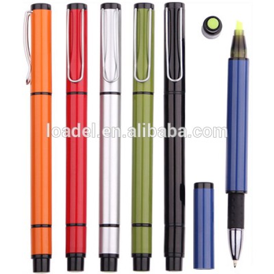 Customized logo 2 in 1 highlighter and ballpoint pen