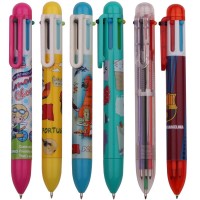 Customized full color design 6 in 1 multifunction pen plastic 6 in 1 pen