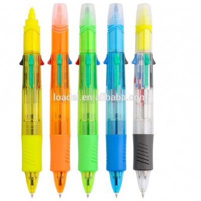 Customized logo multi color ball pen with highlighter