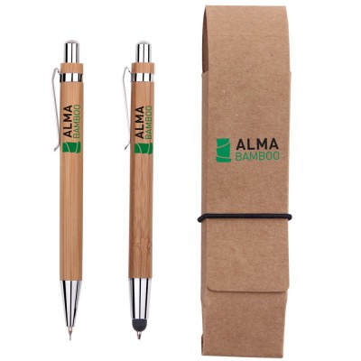 Customized logo eco friendly bamboo pen and pencil bamboo pen set bamboo pen